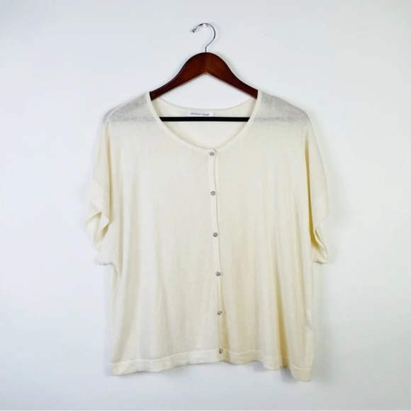 August Silk Scoop-Neck Shell -Cream‎ Beige Sleeveless Top Career - Picture 1 of 6